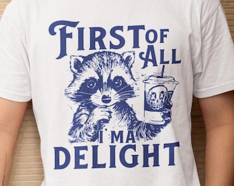 Funny Raccoon Coffee T-Shirt: Retro Cartoon Graphic Tee