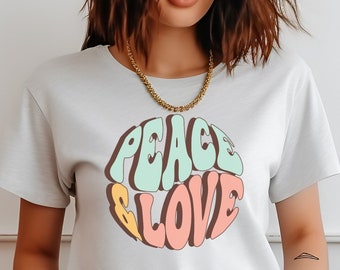 Peace & Love Shirt, Grafik Vintage Shirt, Peace Heart Shirt, Groovy Shirt, Groovy Peace Love Shirt, Boho Peace Shirt, Positive Vibes Shirt