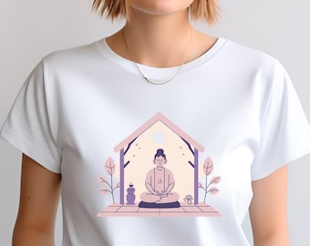 Meditations-Shirt, cooles Yoga-Shirt, Cottagcore Yoga-Shirt, Yoga-Liebhaber-Shirt, Geschenk-Shirt, entspannendes Shirt, Namaste Breathe, Yoga-Lehrer-Shirt