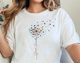 Wildflower Dandelion-T-shirt 'Just Breathe': mystiek yoga-T-shirt