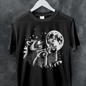 Vintage Raccoon Moon T-Shirt: Mystical Graphic Tee
