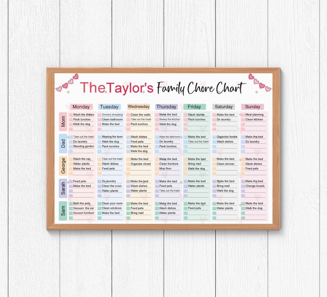 Multiple Kids Chore Chart Weekly Family Chore Chart Printable - Etsy