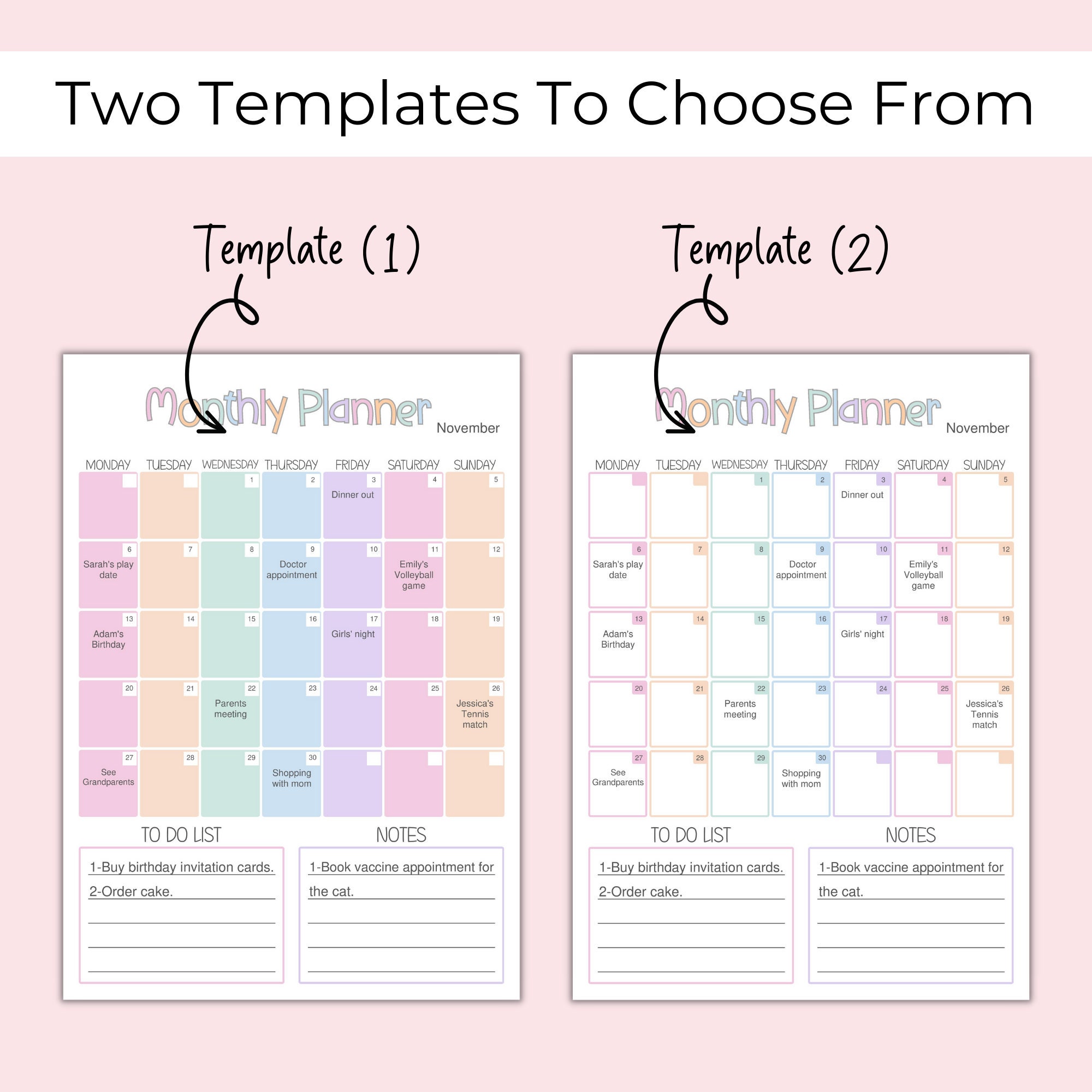 Monthly Family Planner Printable Family Calendar Editable - Etsy