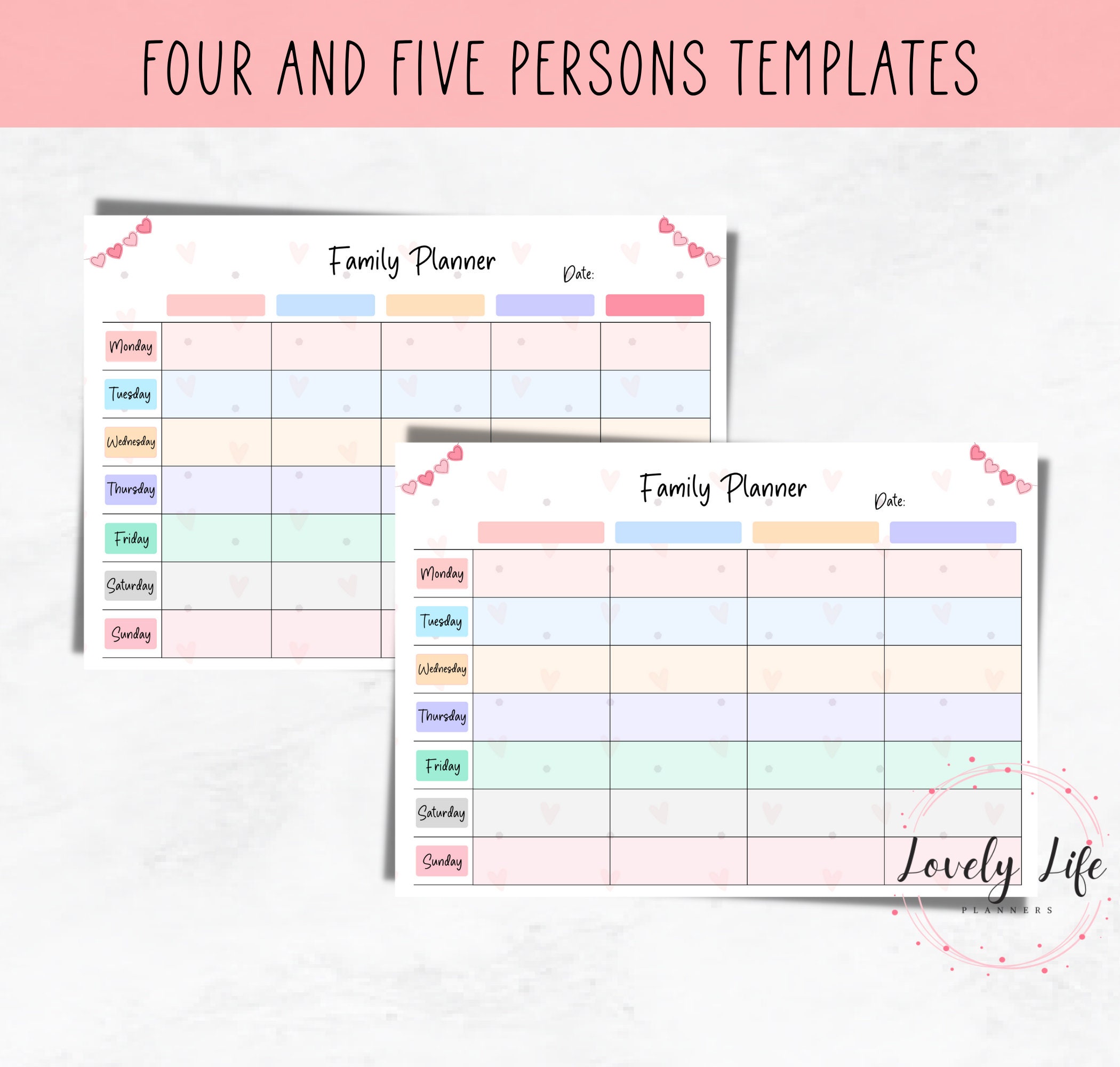 Editable Weekly Family Planner Template Printable Family Calendar ...