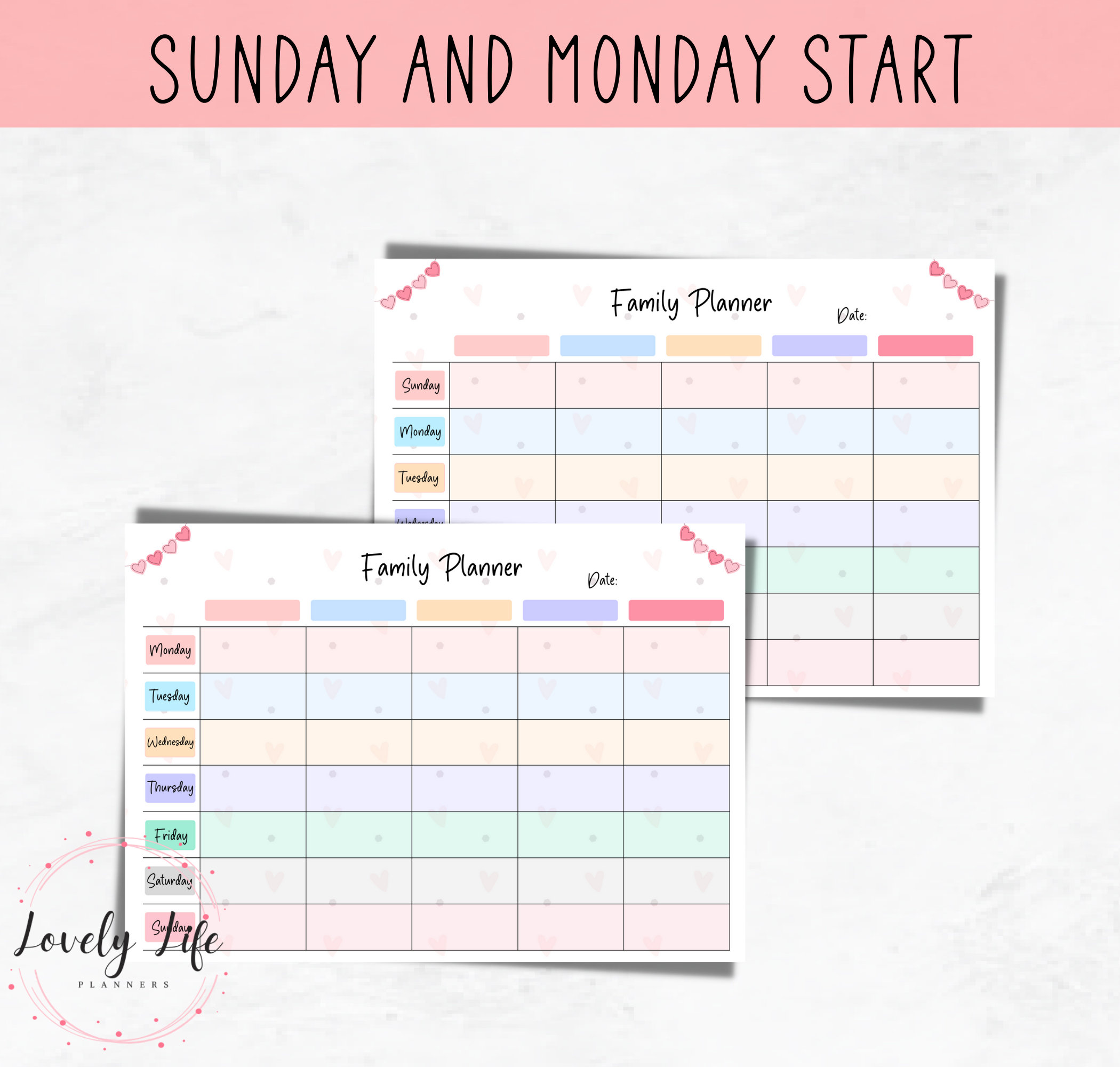 Editable Weekly Family Planner Template Printable Family Calendar ...