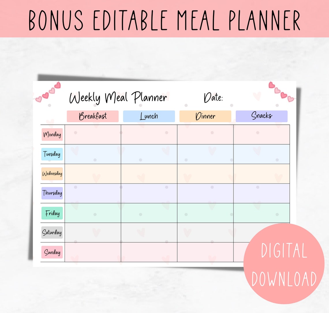 Editable Weekly Family Planner Template Printable Family Calendar ...