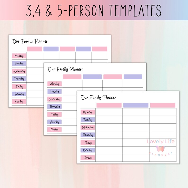 Weekly Family Planner Printable Family Calendar Editable Family ...