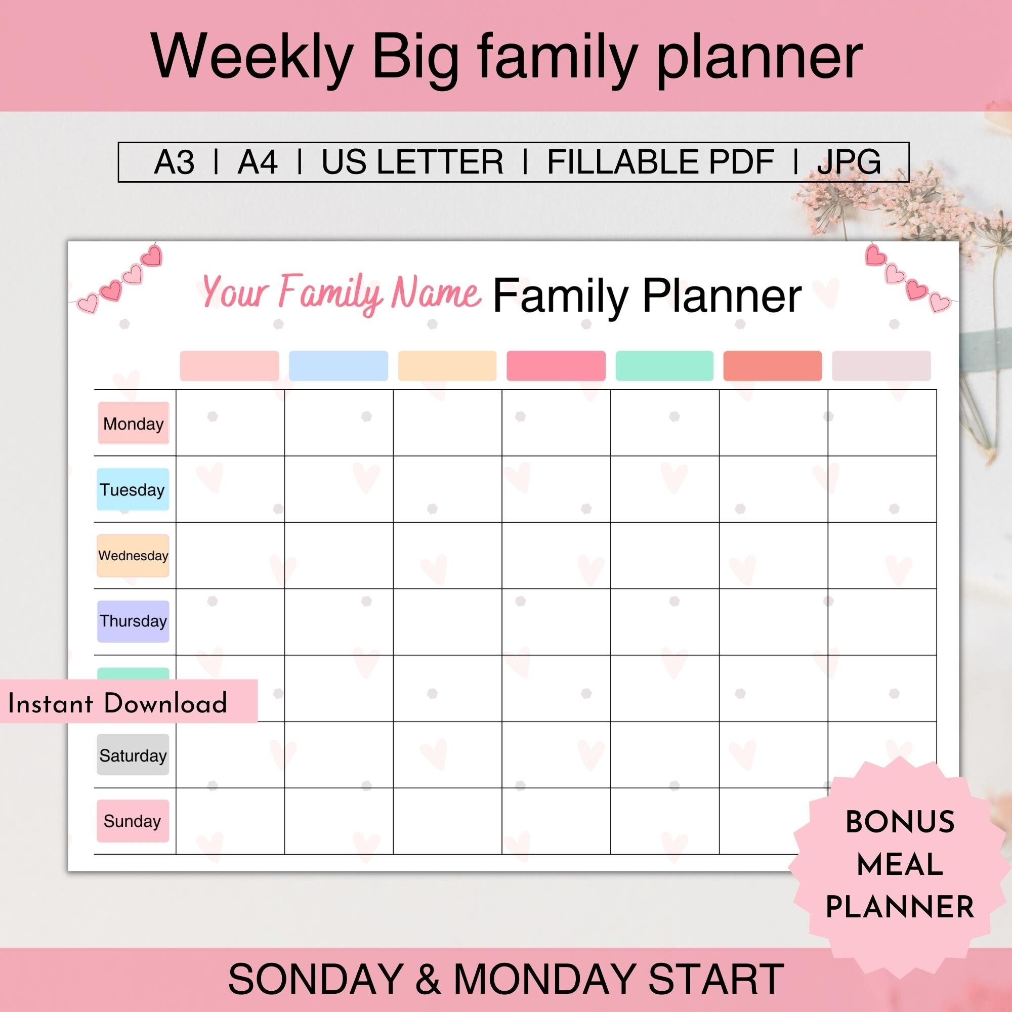 Printable Weekly Schedule For Family Of 6