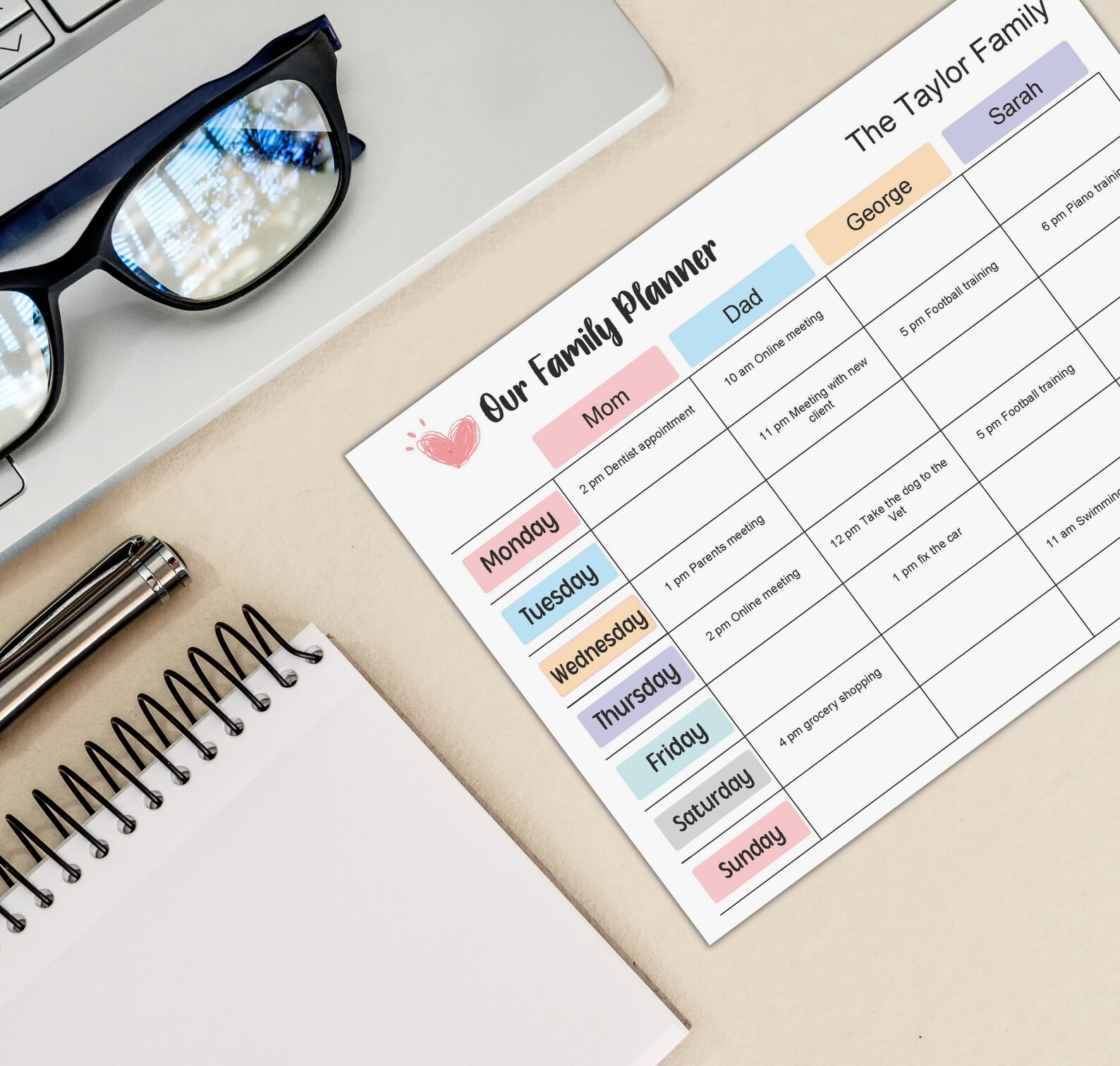 Weekly Family Planner Printable Family Calendar Editable Family ...