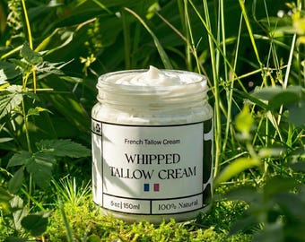 Geschlagener Talgbalsam • LARGE 5,3 oz (150 g) • Grasgefütterte Rindertalg-Gesichtscreme • Nur eine Zutat • Hergestellt in Frankreich • Feuchtigkeitscreme