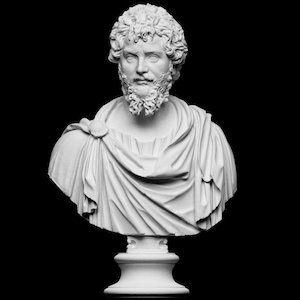 Hand painted bust of Septimius Severus, exact resin replica of portrait of Roman emperor (193-211), conqueror of the Parthians