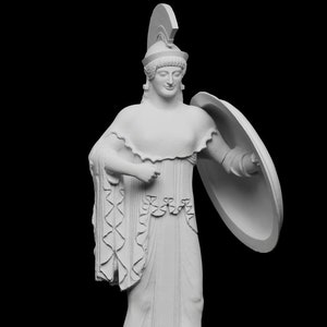 HANDPAINTED Athena Standing With Shield - RESIN REPLICA - Temple of Aphaia (West Pediment)