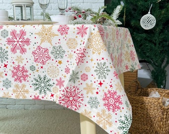 Tovaglia di Natale impermeabile: decorazione in tela cerata con fiocchi di neve