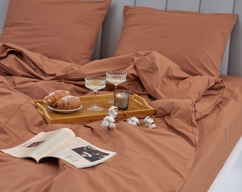 Latte Cotton Duvet Cover: Soft Quilt Cover with Pillowcases