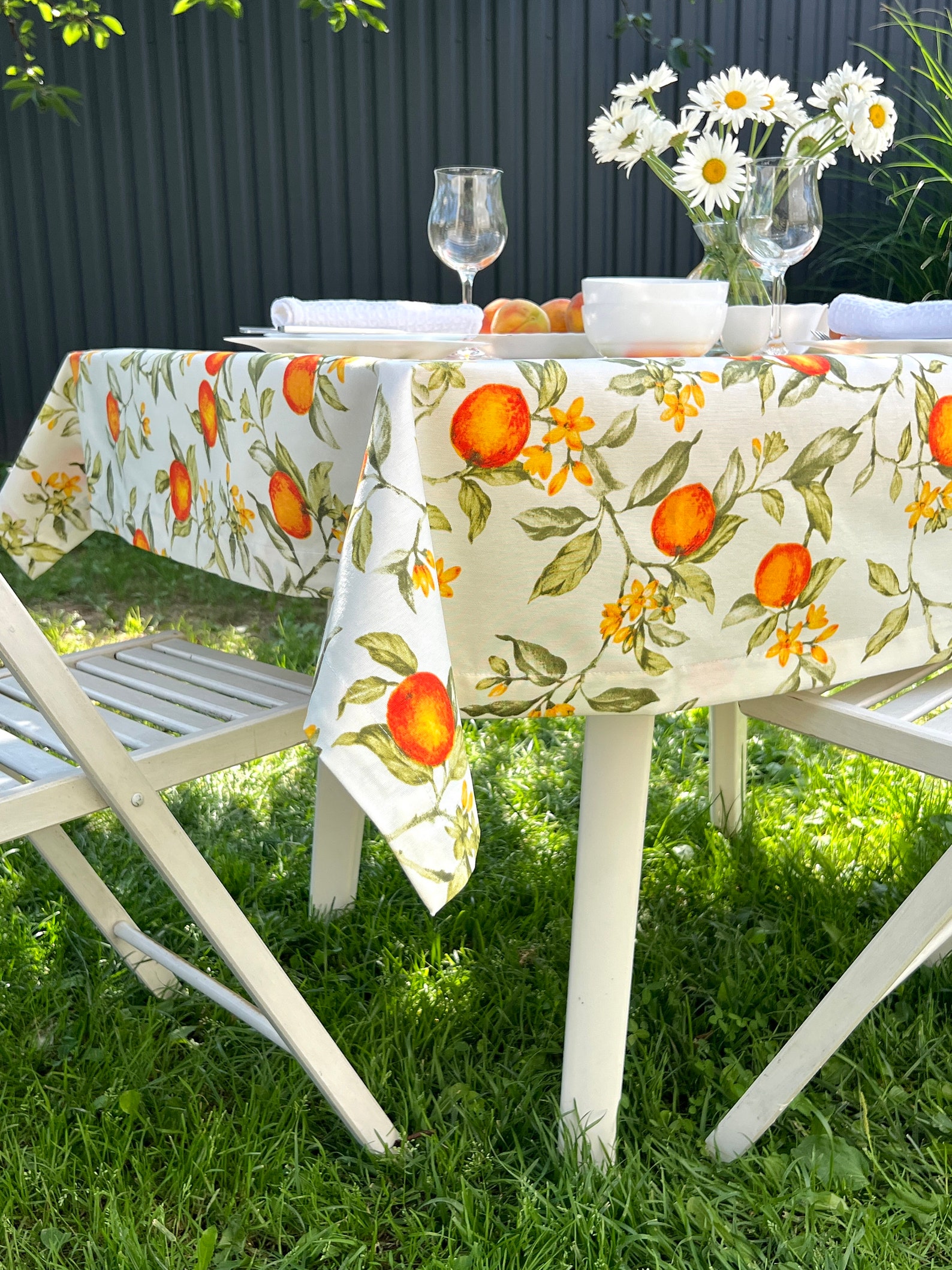 Citrus Delight Wipeable Table Cloth, Waterproof Cordura Tablecloth