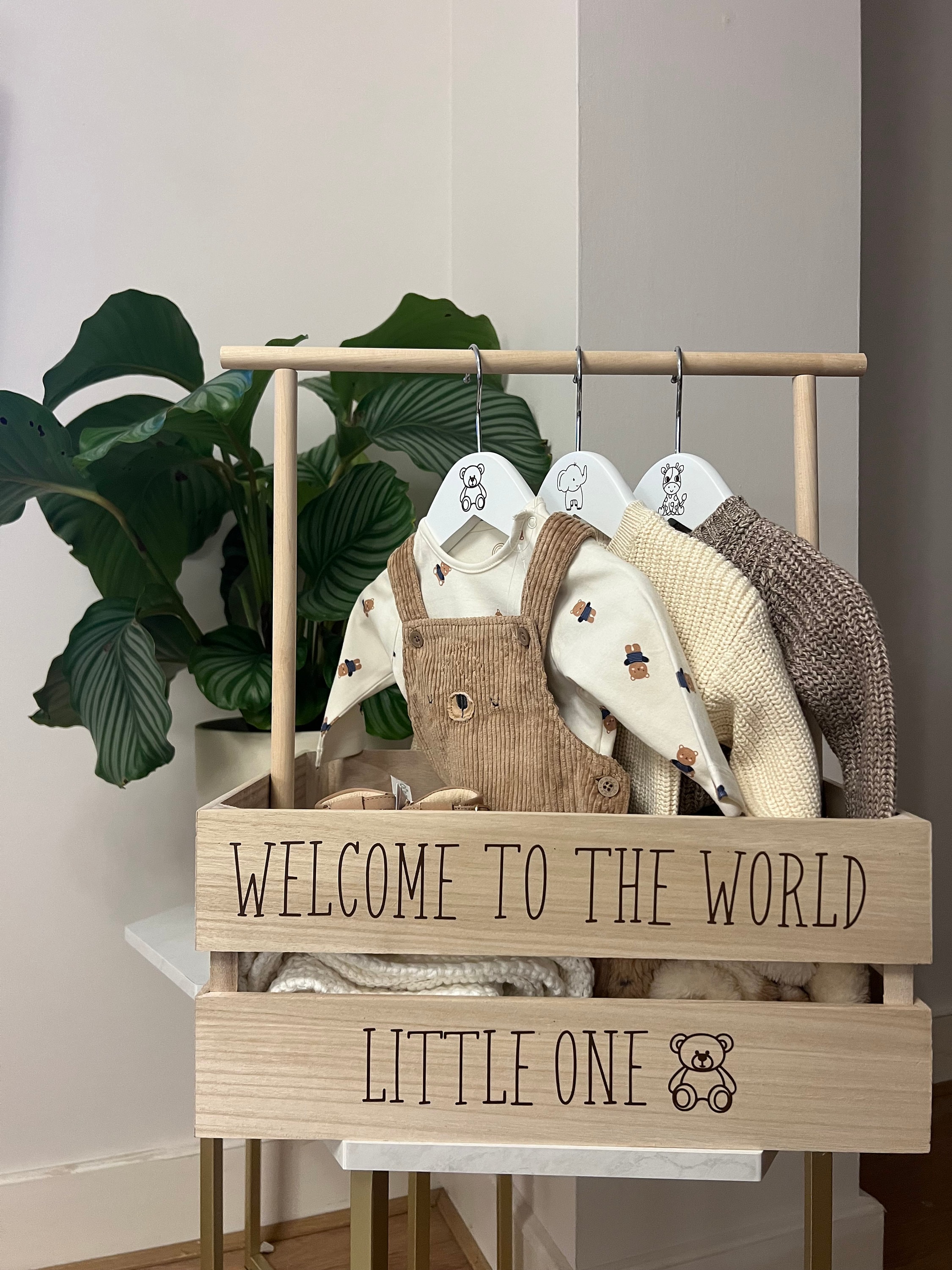 Personalised Baby Shower Hamper, Hamper With Clothing Rail, Baby Shower ...