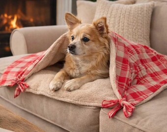 Saco de dormir acogedor para perros pequeños: cama cueva relajante con manta