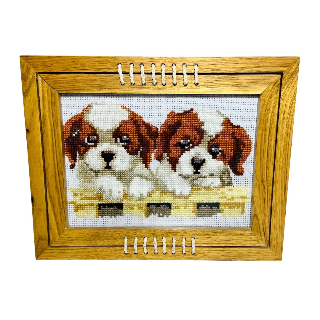 Framed Gobelin Wall Art Dogs Puppies Wall Decor Handicraft Etsy