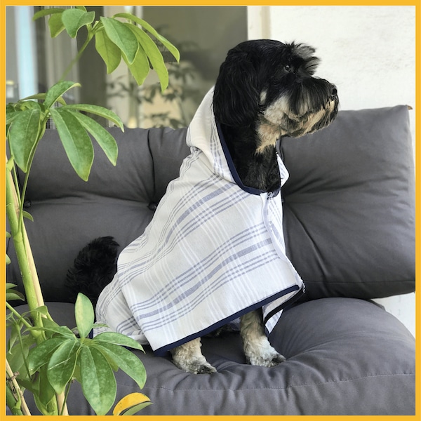 Peshtemal Hooded Dog Robe (Turkish Towel)