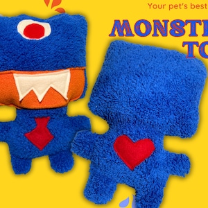 Juguete para perros Monster Snuffle con bolsillo oculto para golosinas / Juguete interactivo de peluche que chirría para mascotas