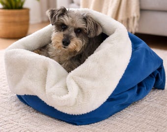 Cama cueva tipo saco para acurrucarse para perros