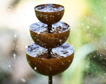 Rain catcher garden stake rust insect waterer metal garden decoration rust patina rusty bed stake top stake 100 cm