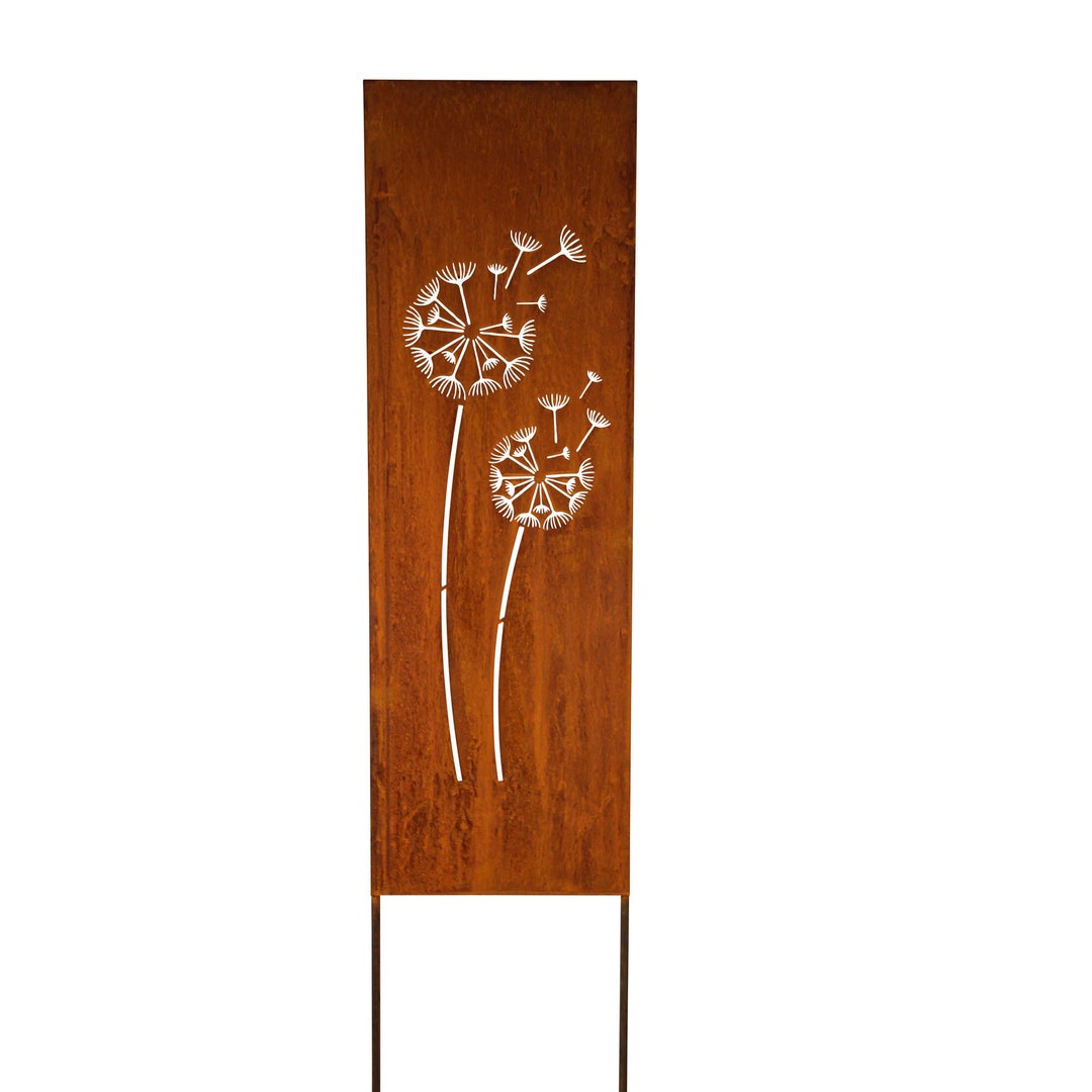 Gartenstecker Pusteblume Aus Edelrost – Rustikale Gartendekoration Mit 30 Cm Blüte & 115 Cm Gesamthöhe | Handarbeit