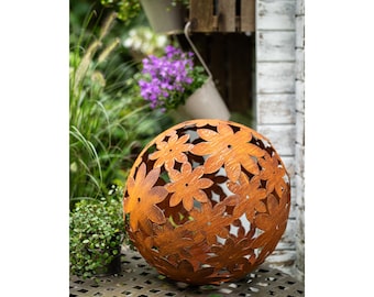 Boule de jardin boule de fleurs fleur métal rouille décoration de jardin patine 40 cm décoration jardin