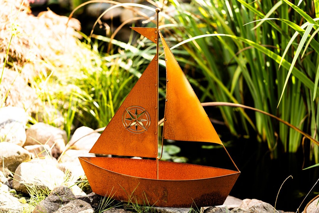 Edelrost Schiff zum bepflanzen, Gartendeko 65cm / 54cm Segelschiff