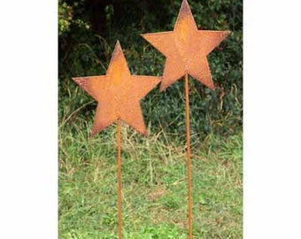 Gartenstecker 2er Set Sterne XXL Metall Rost Gartendeko Edelrost rostige Beetstecker 114cm Stern Weihnachten Winter Beetstecker