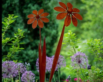 Piquet de jardin en métal fleur rouille décoration de jardin décoration rouillé piquet de lit patiné piquet de pot fleur rouillée décoration de jardin XXL