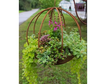 Metalen hangmand, hangmand, hangmand, hangmand, plantenmand, tuinbal, diameter 40 cm, tuindecoratie