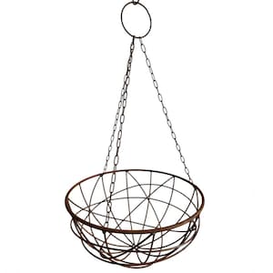 Hangende bloemenmand van patina | Hangende metalen plantenbak | Roestdecoratie tuin & balkon | Handgemaakte tuindecoratie vintage look 30 cm