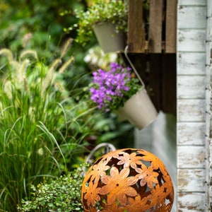 Boule de jardin fleur boule fleur métal rouille décoration de jardin patine 30 cm décoration jardin image 6