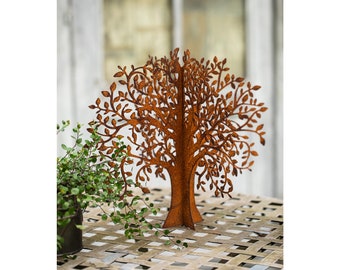 Décoration Jardin Arbre De Vie En Anneau - Tige Fer 118 Cm - Style Zen Et Naturel - Résistant Aux Intempéries - Pour Parterre, Balcon, Terrasse