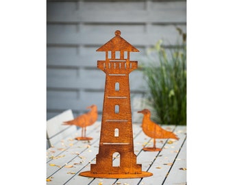 Rostige Gartenfigur Edelrost Leuchtturm - Einzigartige Dekoration für Ihren Außenbereich 58cm Maritime Dekoration Teich rostige Gartendeko