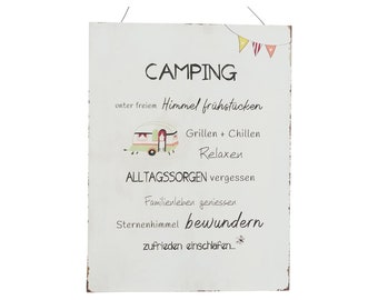 Wanddekoration Metalldeko Campingregeln Schild Tafel Zelt Dekoration Camper 30cm x 40cm