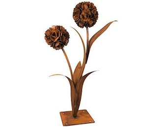 Pissenlit fait de rouille précieuse | Fleur décorative en métal pour le jardin | H 90 cm | 2 fleurs décoration jardin rusté décoration