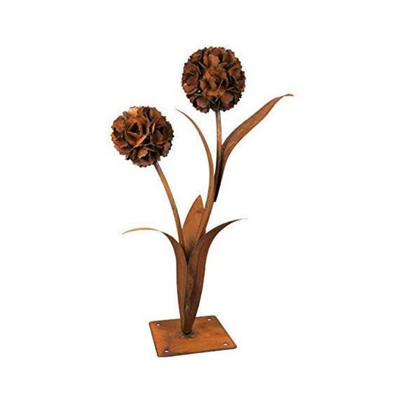 Pusteblume aus Edelrost | Deko-Blume aus Metall für den Garten | H 90cm | 2 Blüten  Gartendekoration rostige Deko