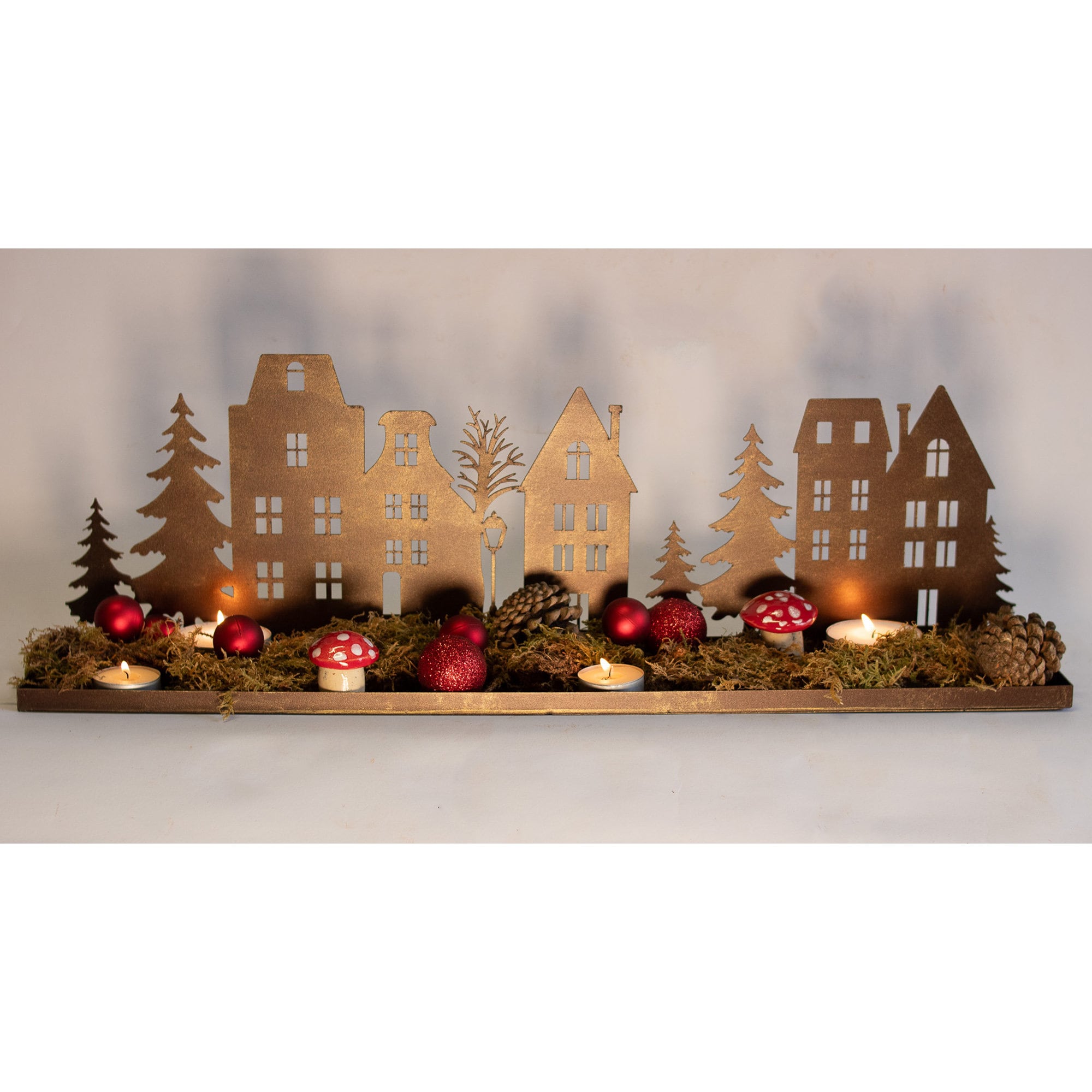 18-teiliges Weihnachts-Tablett-Dekor-Set – Rustikale Holzschilder Mit Beleuchtung, Tischdekoration Für Weihnachten