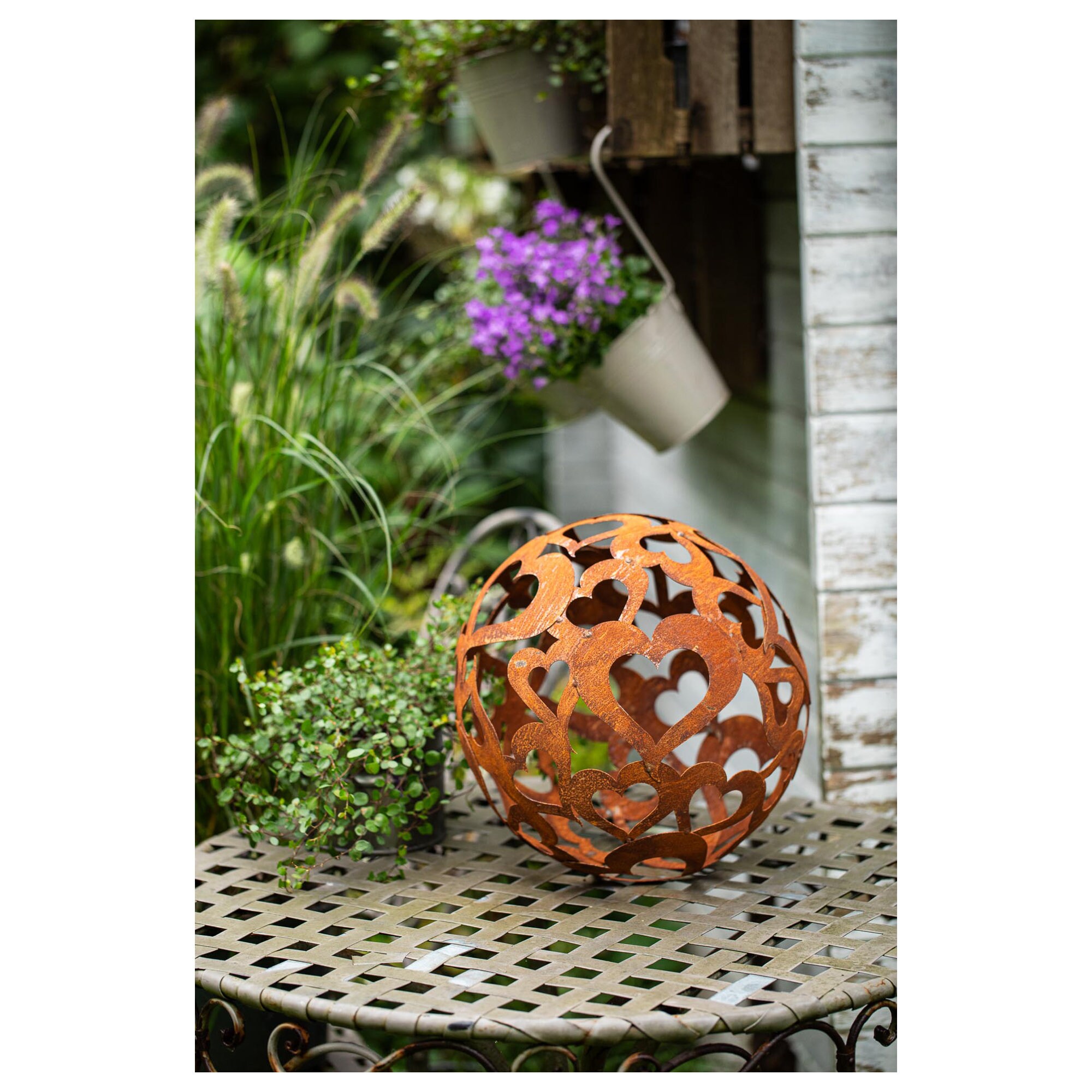 Boule De Jardin Décorative En Fer - Aspect Rouillé - Diamètre 40 Cm - Décoration Extérieure Patinée - Bornhöft
