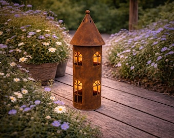 Rusty metal cottage – Winter decoration with fairytale charm 50 cm XXL