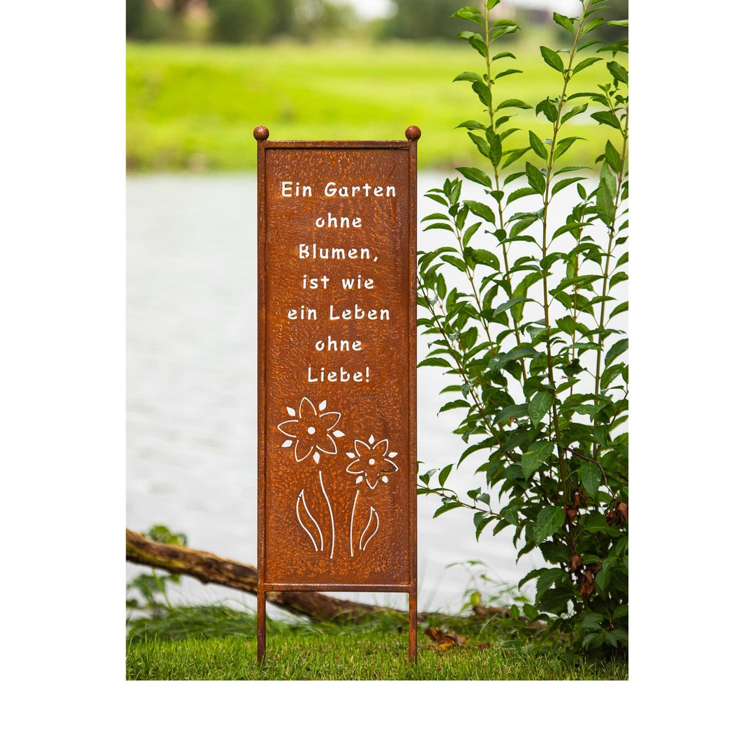 Schild Spruchtafel Gartenschild Edelrost Rost zum Einstecken rostige
