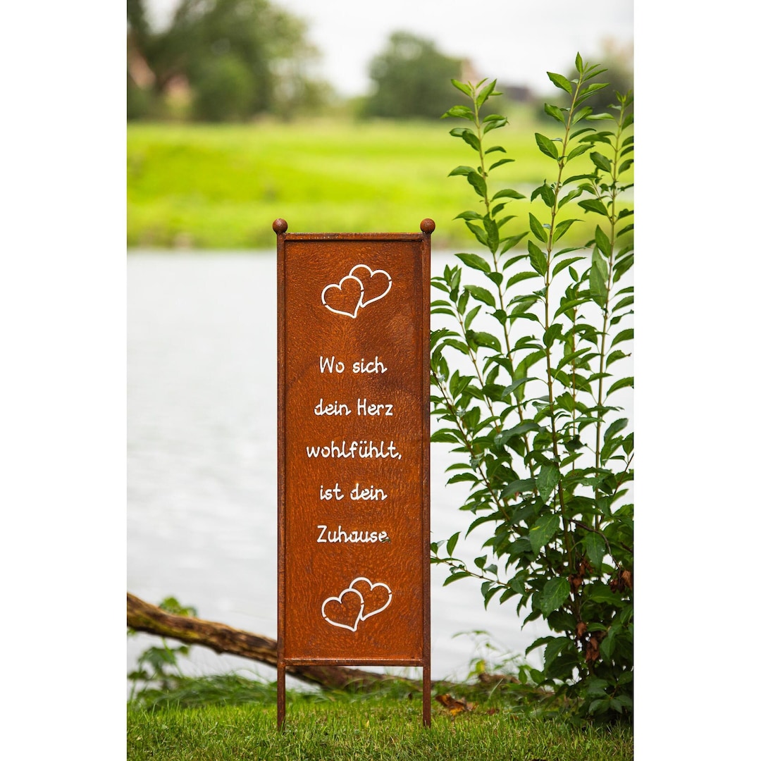 Schild Spruchtafel Gartenschild Edelrost Rost zum Einstecken rostige
