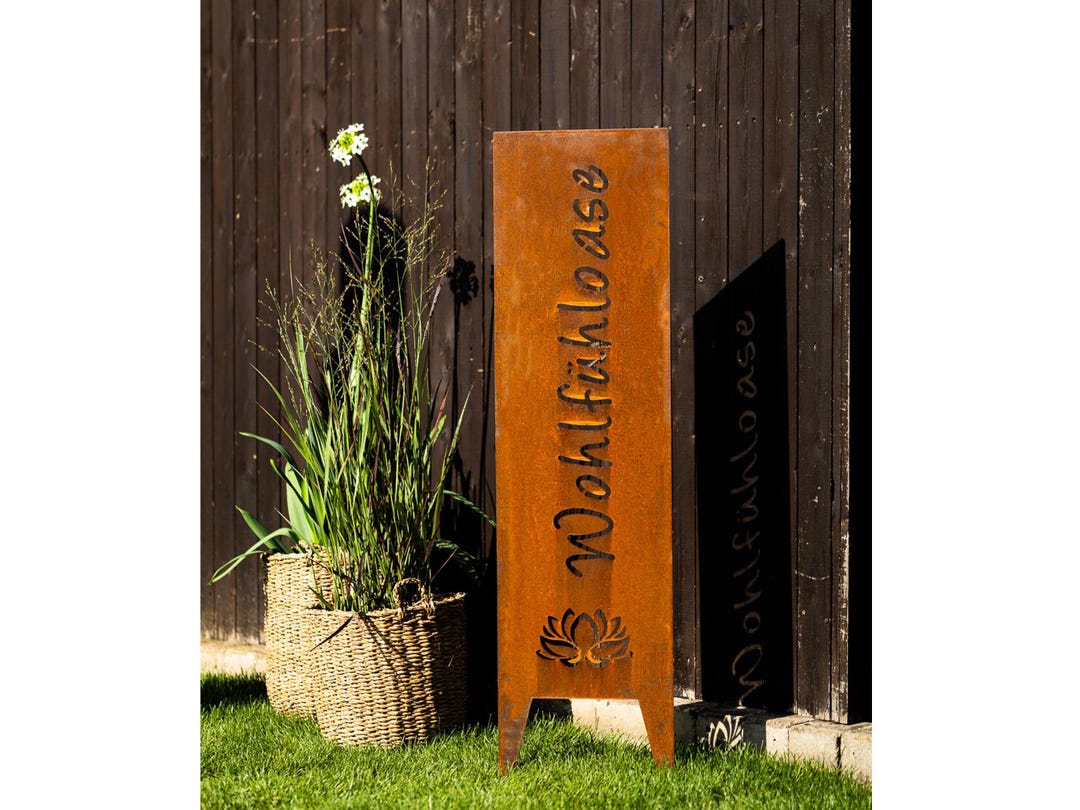 Sign Saying Board Garden Sign Privacy Screen Rust Rust to Insert Rusty ...