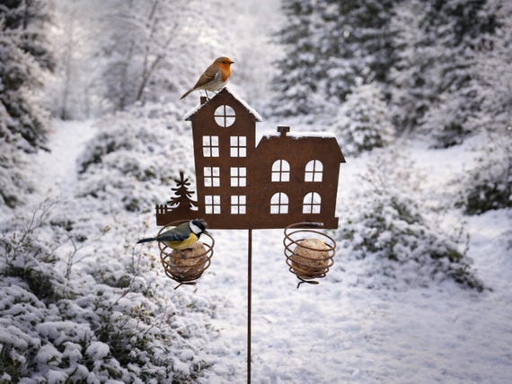 Vogelfutter Meisenknödel - halter Rost Gartendeko Edelrost rostige DekorationTerrasse Balkon Deko Futterstation Meisen