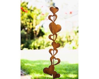 Piquet de jardin coeur treillis patiné 116 cm décoration rouillée piquet de lit décoration rouillée décoration de jardin coeur en fer