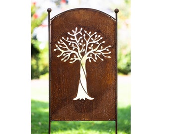 Arbre De Vie En Anneau En Fer Patiné - Décoration De Jardin Zen 118 Cm, Résistante Aux Intempéries