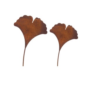 2pcs garden plug Ginkgo bed plug pot plug rusty decoration antique ginkgo leaf metal rust garden decoration stainless rust 60 cm