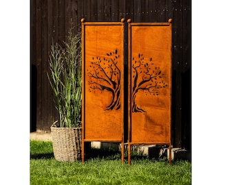 Targhetta Da Giardino Ruggine "Bambù Fiori" – Decorazione Rustica Da Inserire – 115 Cm, Acciaio Con Patina Naturale - 4